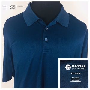 Haggar Men's Blue Plaid Buttoned Polo Shirt Sz XXL